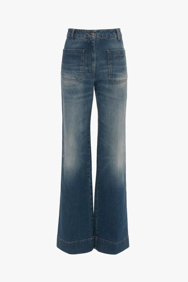 Jeans Women Victoria Beckham Alina Jean In Heavy Vintage Indigo Wash