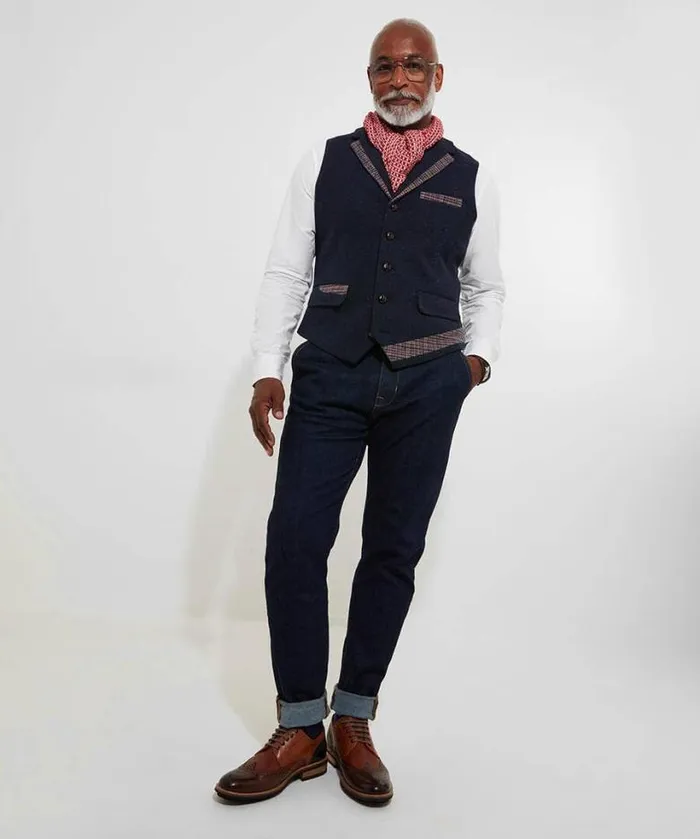 Joe Browns Coats and Jackets Men Mix It Up Waistcoat Blue Joe Browns Coats and Jackets Men Mix It Up Waistcoat Blue