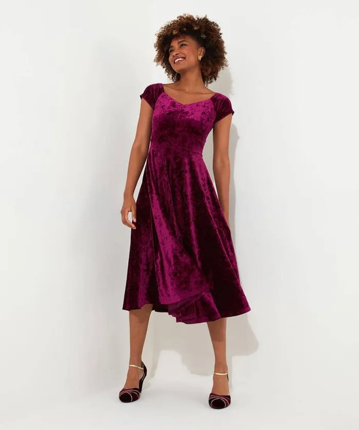 Joe Browns Dresses Women Ellie Vintage Velour Dress Berry Joe Browns Dresses Women Ellie Vintage Velour Dress Berry