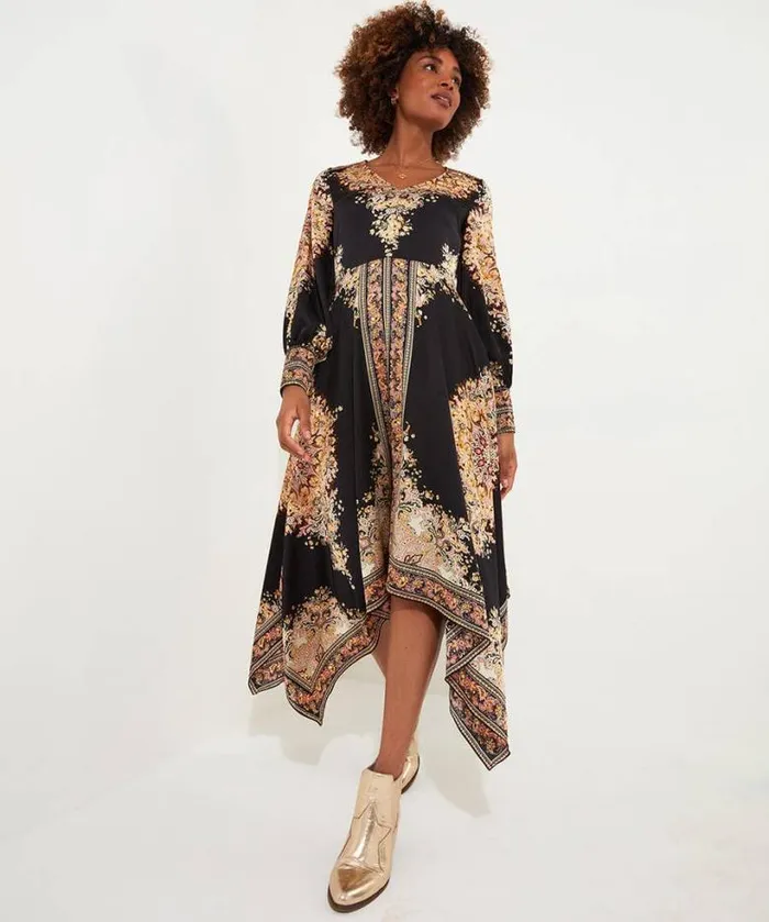 Joe Browns Dresses Women Savannah Scarf Print Dress Black