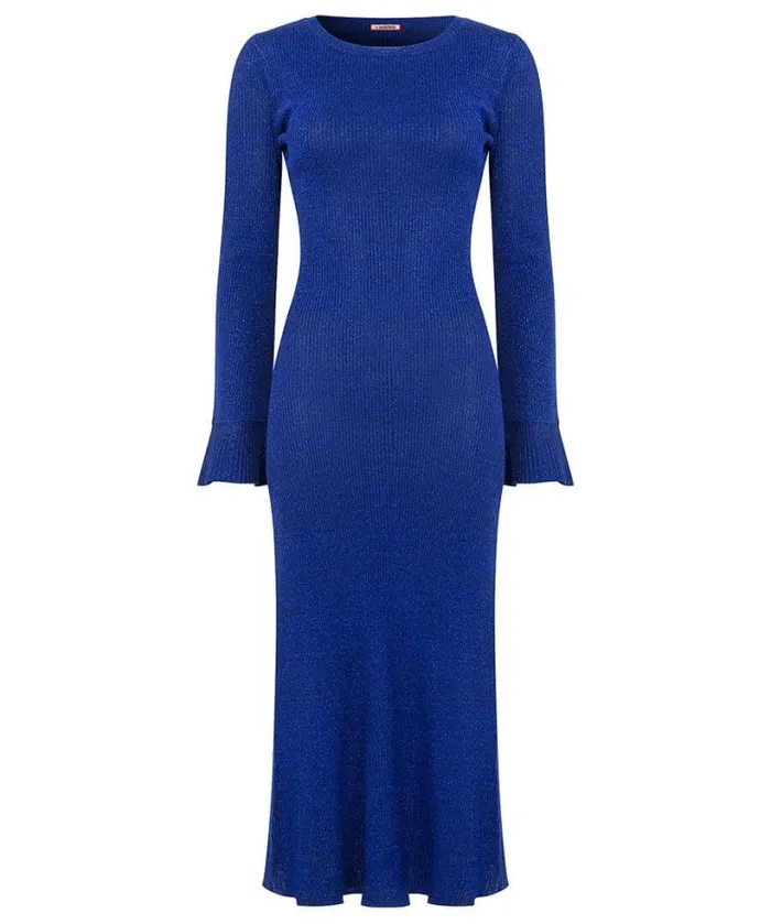 Joe Browns Dresses Women Winter Sparkle Rib Knit Dress Blue
