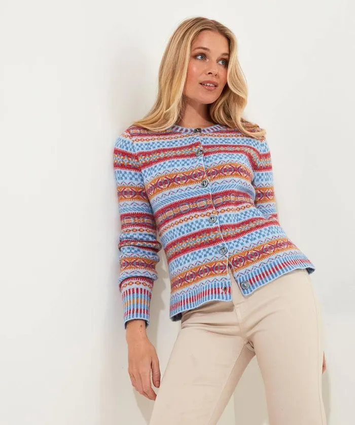 Joe Browns Knitwear and Cardigans Women Bonnie Fairisle Cardigan Blue