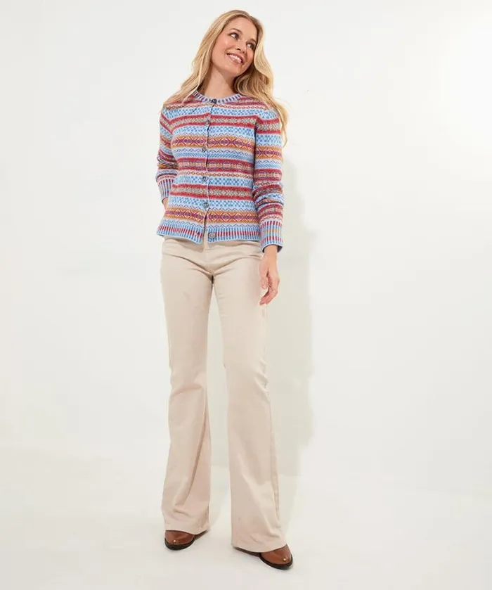 Joe Browns Knitwear and Cardigans Women Bonnie Fairisle Cardigan Blue Joe Browns Knitwear and Cardigans Women Bonnie Fairisle Cardigan Blue