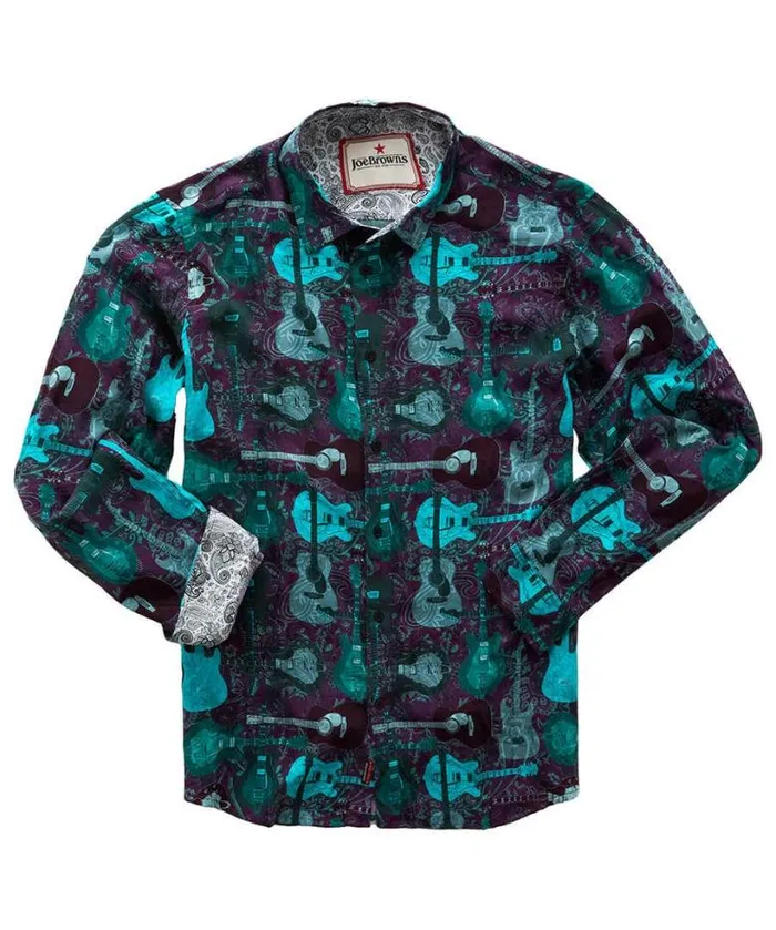 Joe Browns Shirts Men Guitar It Up Shirt Purple Joe Browns Shirts Men Guitar It Up Shirt Purple