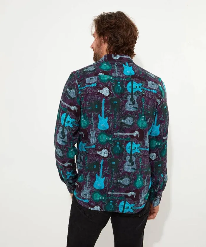 Joe Browns Shirts Men Guitar It Up Shirt Purple Joe Browns Shirts Men Guitar It Up Shirt Purple