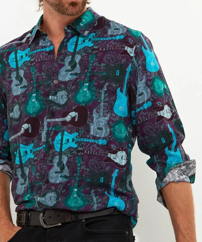 Joe Browns Shirts Men Guitar It Up Shirt Purple Joe Browns Shirts Men Guitar It Up Shirt Purple