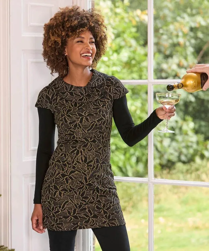 Joe Browns Tops Tunics and Blouses Women All That Glitters Jacquard Tunic Black