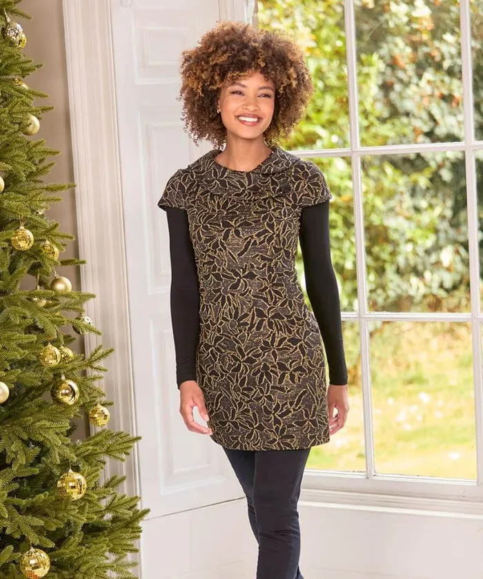 Joe Browns Tops Tunics and Blouses Women All That Glitters Jacquard Tunic Black
