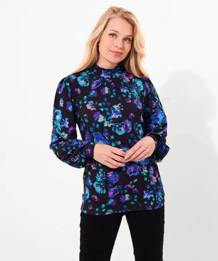 Joe Browns Tops Tunics and Blouses Women Melissa Jersey Print Top Black Joe Browns Tops Tunics and Blouses Women Melissa Jersey Print Top Black