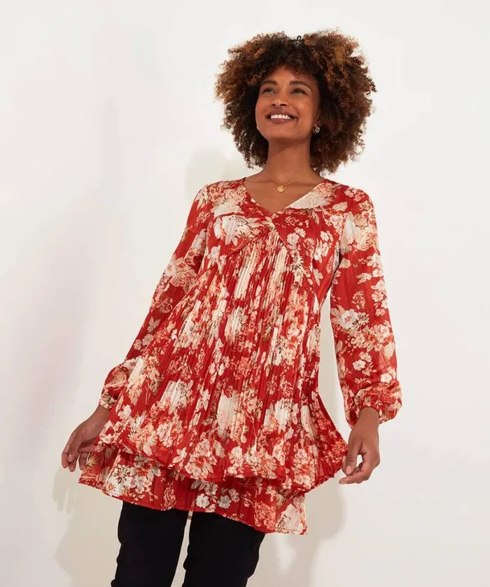 Joe Browns Tops Tunics and Blouses Women Perfectly Plisse Tunic Burnt Orange