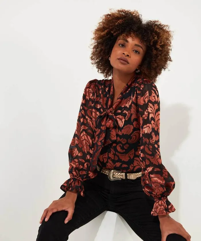 Joe Browns Tops Tunics and Blouses Women Sophia Tie Neck Blouse Black