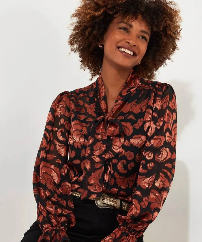 Joe Browns Tops Tunics and Blouses Women Sophia Tie Neck Blouse Black Joe Browns Tops Tunics and Blouses Women Sophia Tie Neck Blouse Black