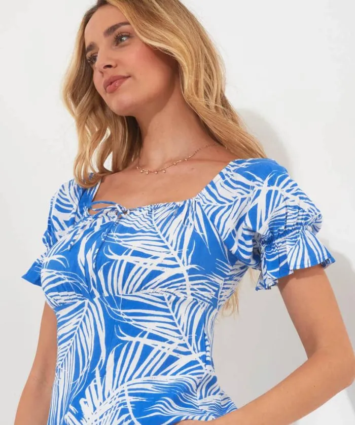 Joe Browns Tops Tunics and Blouses Women Summer Blues Printed Top Blue