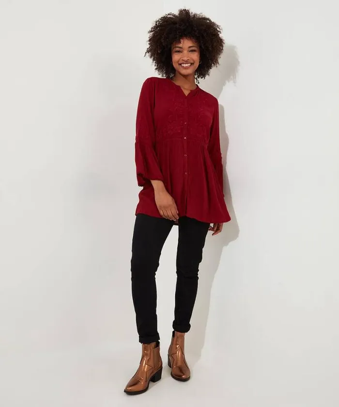 Joe Browns Tops Tunics and Blouses Women Truly Remarkable Embroidered Blouse Berry Joe Browns Tops Tunics and Blouses Women Truly Remarkable Embroidered Blouse Berry