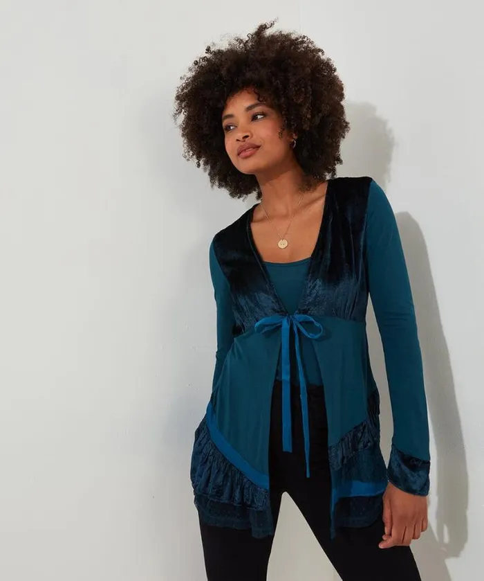Joe Browns Tops Tunics and Blouses Women Valerie Velour Cutabout Top Teal