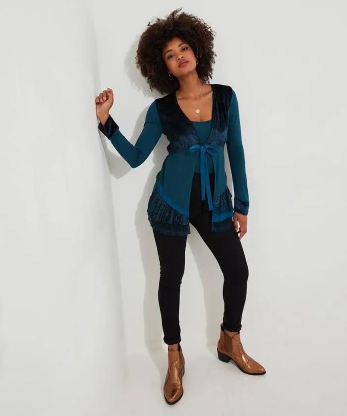 Joe Browns Tops Tunics and Blouses Women Valerie Velour Cutabout Top Teal Joe Browns Tops Tunics and Blouses Women Valerie Velour Cutabout Top Teal