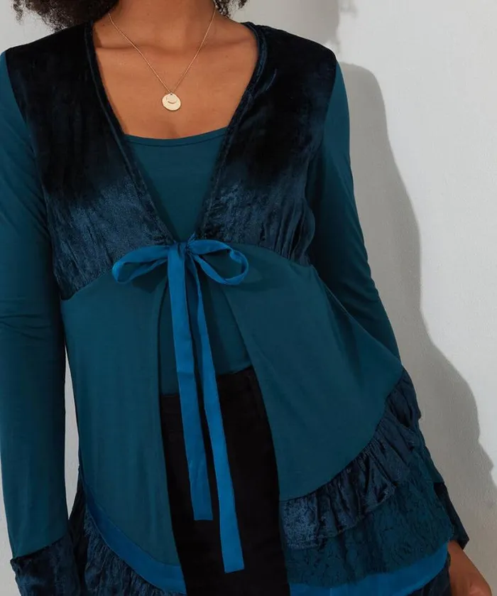 Joe Browns Tops Tunics and Blouses Women Valerie Velour Cutabout Top Teal Joe Browns Tops Tunics and Blouses Women Valerie Velour Cutabout Top Teal
