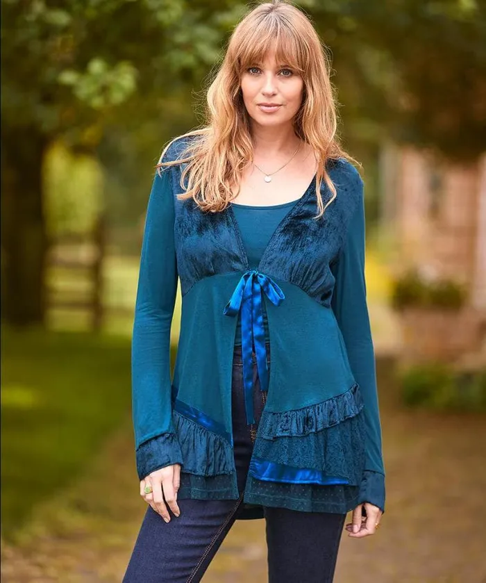 Joe Browns Tops Tunics and Blouses Women Valerie Velour Cutabout Top Teal Joe Browns Tops Tunics and Blouses Women Valerie Velour Cutabout Top Teal