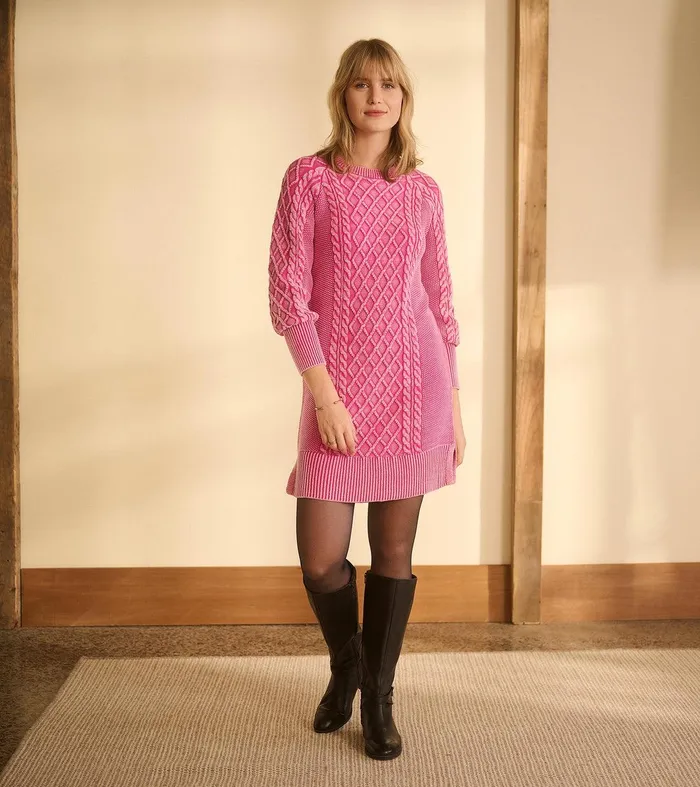 Juliet Cable Knit Dress 8211 Raspberry Pink Hatley