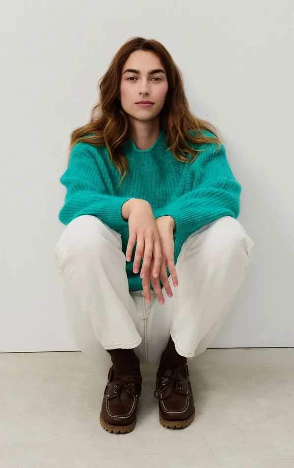 Jumper East Melange Duck Blue Women American Vintage Jumpers and Cardigans Jumper East Melange Duck Blue Women American Vintage Jumpers and Cardigans