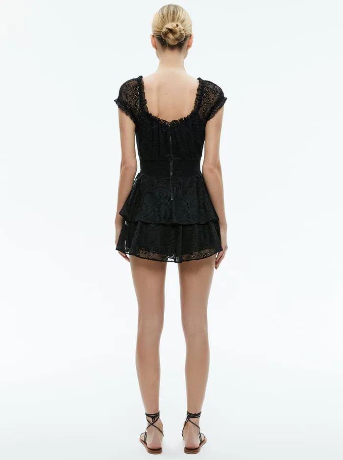 Jumpsuits Rompers Women Alice Olivia Gracie Ruffle Romper Black