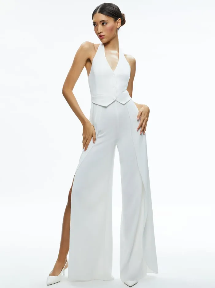 Jumpsuits Rompers Women Alice Olivia Robin Halterneck Vest Jumpsuit Off White