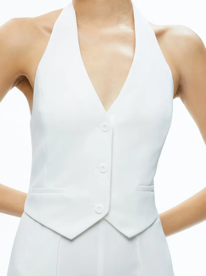 Jumpsuits Rompers Women Alice Olivia Robin Halterneck Vest Jumpsuit Off White