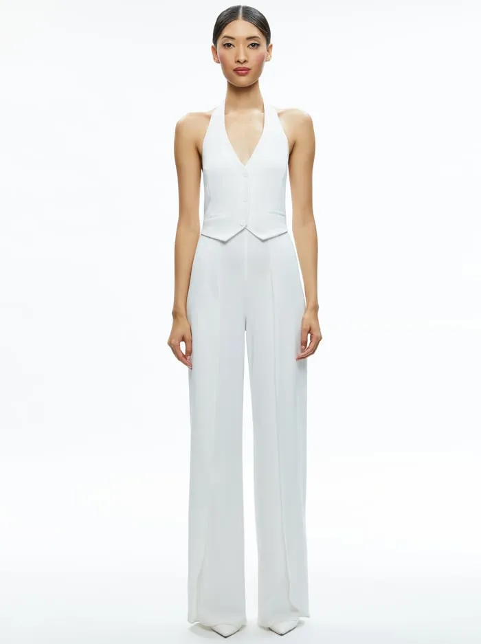 Jumpsuits Rompers Women Alice Olivia Robin Halterneck Vest Jumpsuit Off White