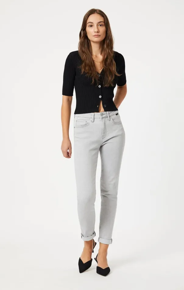 Kathleen Slim Boyfriend In Light Grey Feather Blue Women Mavi Jeans Denim