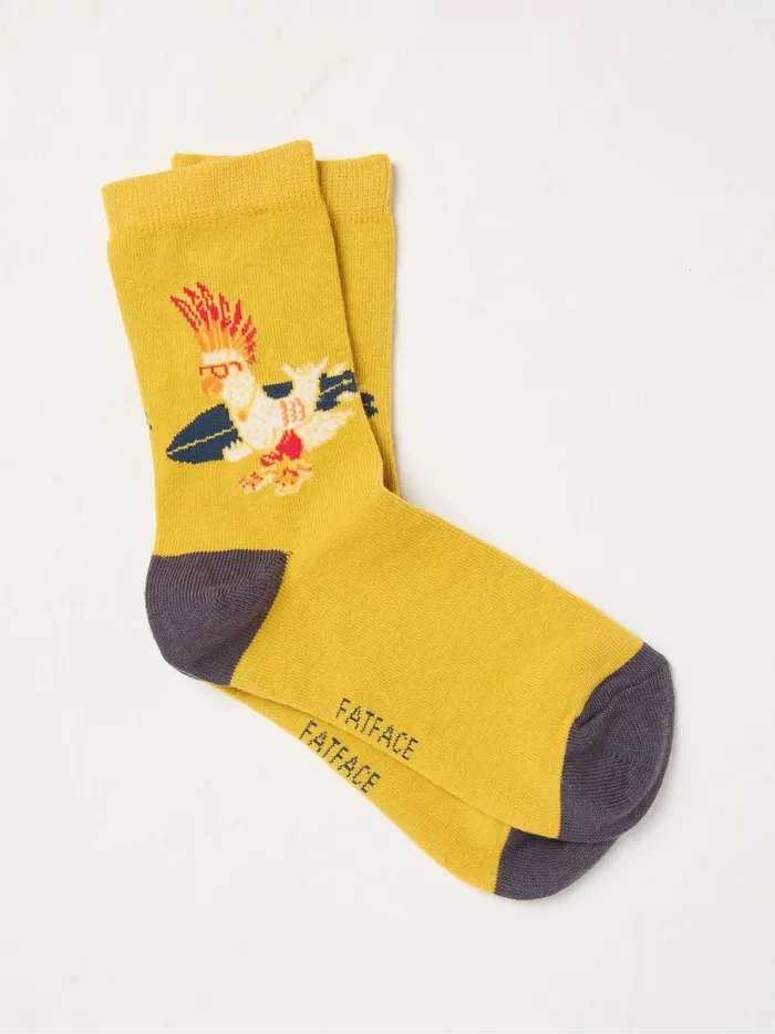 Kids 3 For 2 Socks Fat Face Yellow Surfing Bird Socks 1 Pack