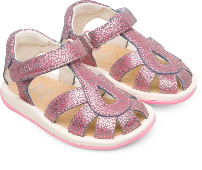 Kids Bicho Closed Pink Tstrap Kids Sandal Camper Hook And Loop