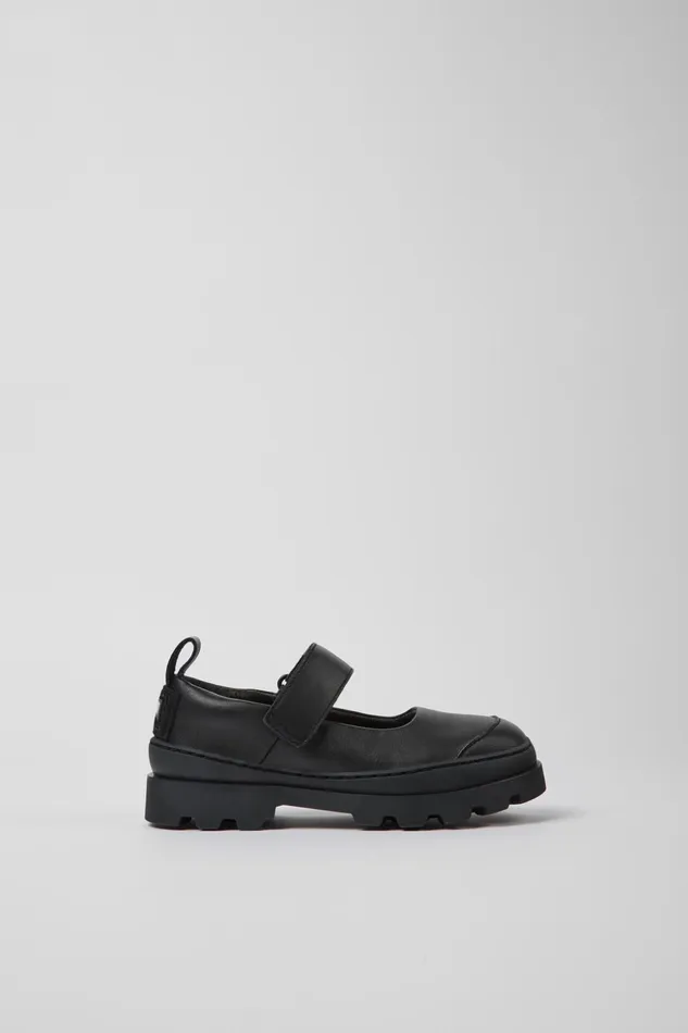 Kids Brutus Black Leather Mary Jane Shoes For Kids Camper Hook And Loop Kids Brutus Black Leather Mary Jane Shoes For Kids Camper Hook And Loop