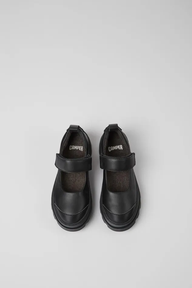 Kids Brutus Black Leather Mary Jane Shoes For Kids Camper Hook And Loop Kids Brutus Black Leather Mary Jane Shoes For Kids Camper Hook And Loop