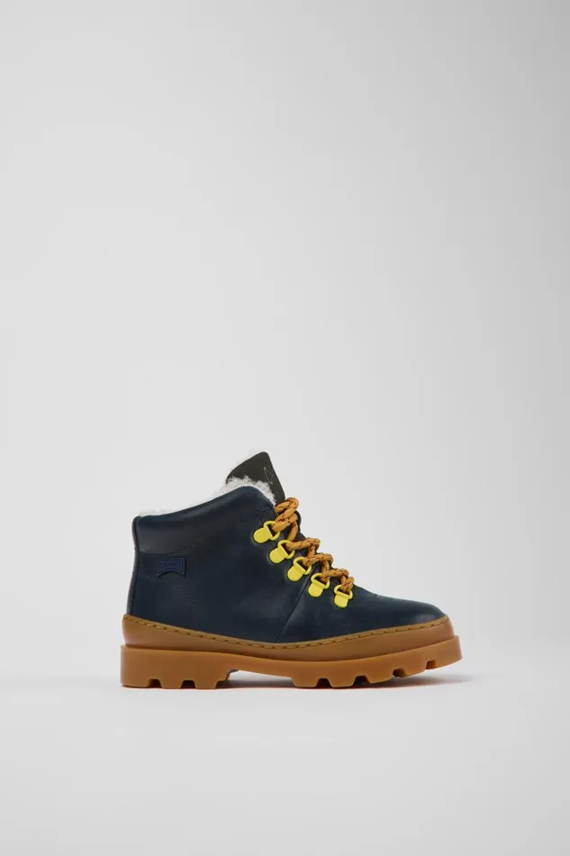 Kids Brutus Navy Blue Leather And Nubuck Ankle Boots For Kids Camper Boots Kids Brutus Navy Blue Leather And Nubuck Ankle Boots For Kids Camper Boots