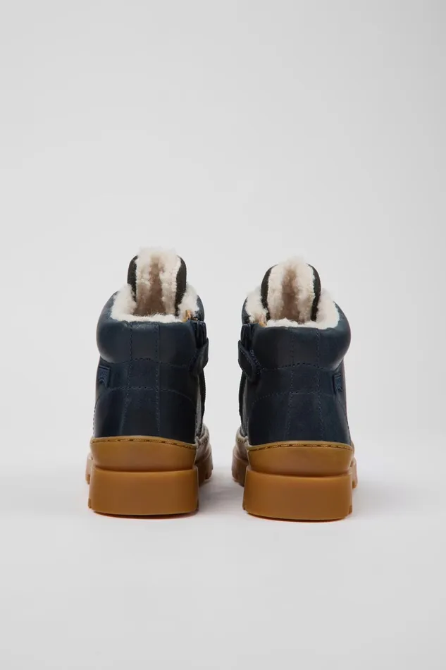 Kids Brutus Navy Blue Leather And Nubuck Ankle Boots For Kids Camper Boots Kids Brutus Navy Blue Leather And Nubuck Ankle Boots For Kids Camper Boots