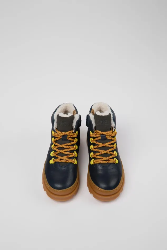 Kids Brutus Navy Blue Leather And Nubuck Ankle Boots For Kids Camper Boots Kids Brutus Navy Blue Leather And Nubuck Ankle Boots For Kids Camper Boots