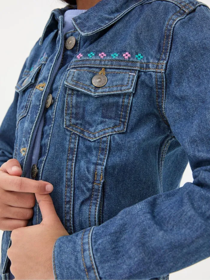 Kids Coats and Jackets Fat Face Blue Embroidered Denim Jacket