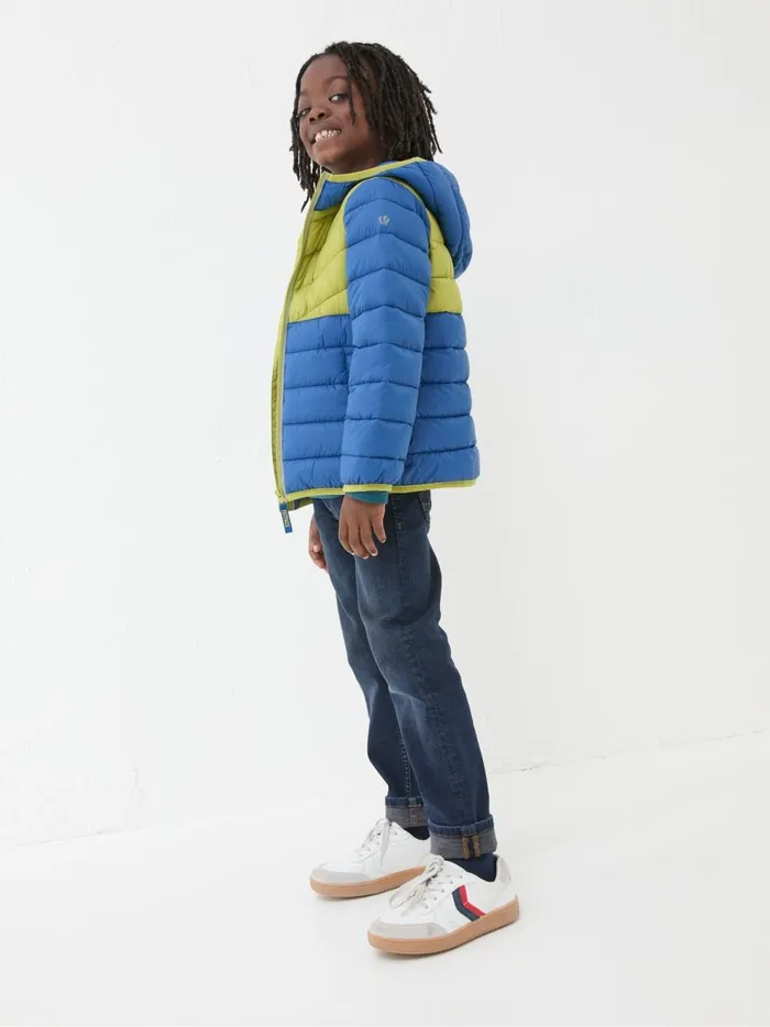 Kids Coats and Jackets Fat Face Harry Cobalt Blue Hooded Padded Jacket