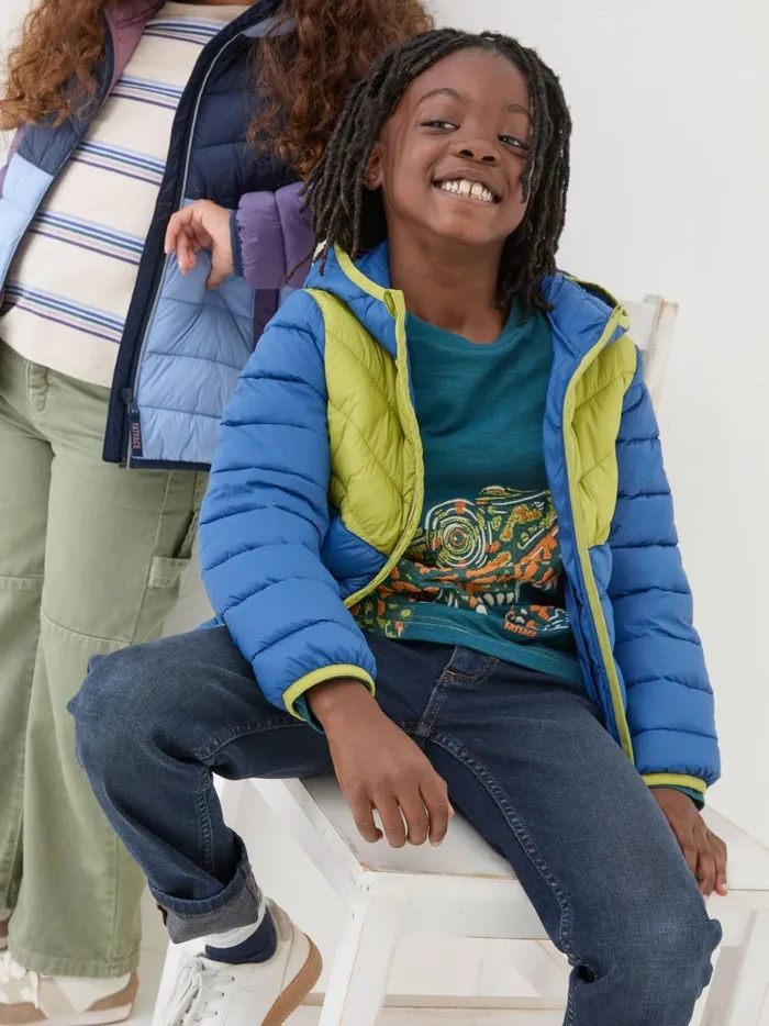 Kids Coats and Jackets Fat Face Harry Cobalt Blue Hooded Padded Jacket