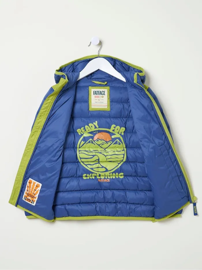 Kids Coats and Jackets Fat Face Harry Cobalt Blue Hooded Padded Jacket