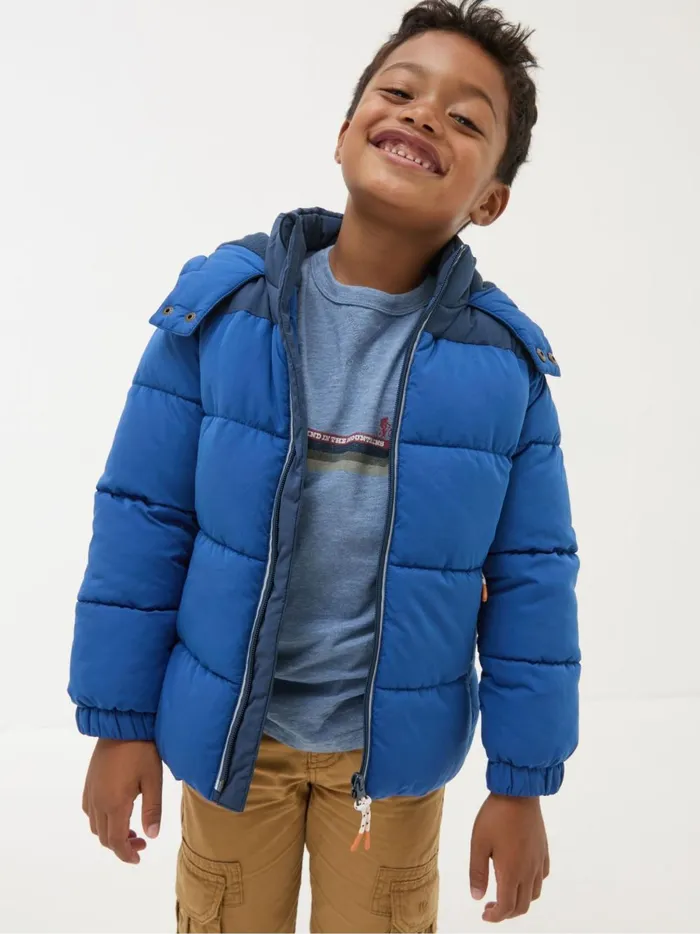 Kids Coats and Jackets Fat Face Milo Cobalt Blue Hooded Padded Jacket