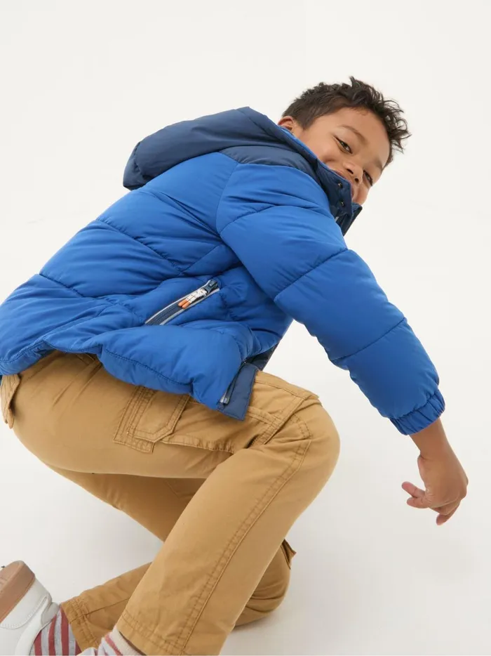 Kids Coats and Jackets Fat Face Milo Cobalt Blue Hooded Padded Jacket