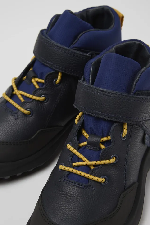 Kids CRCLR PrimaLoft Blue Leather And Textile Ankle Boots Camper Boots