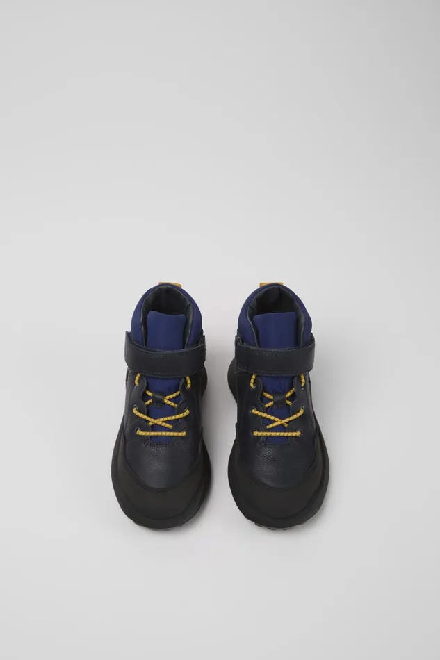 Kids CRCLR PrimaLoft Blue Leather And Textile Ankle Boots Camper Boots Kids CRCLR PrimaLoft Blue Leather And Textile Ankle Boots Camper Boots