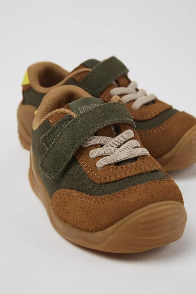 Kids Dadda Green Textile And Nubuck Sneakers For Kids Camper Sneakers