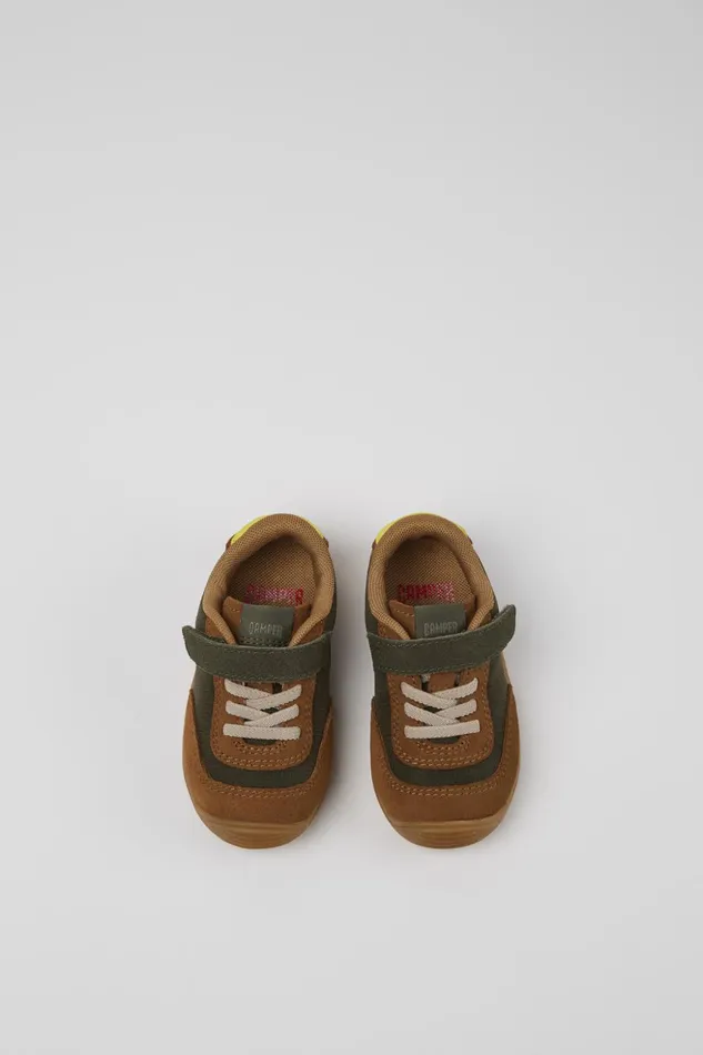 Kids Dadda Green Textile And Nubuck Sneakers For Kids Camper Sneakers