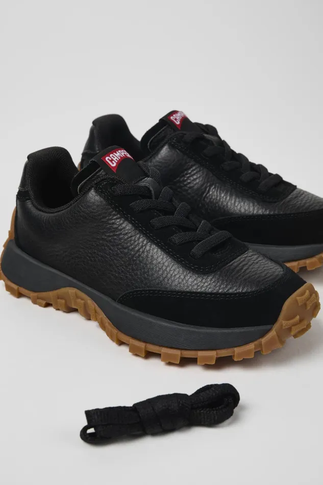 Kids Drift Trail Black Leather And Nubuck Sneaker For Kids Camper Sneakers