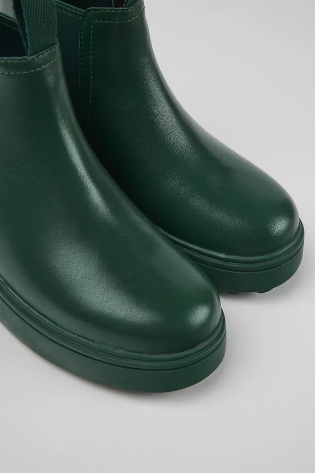 Kids Norte Green Leather Chelsea Boots For Kids Camper Boots
