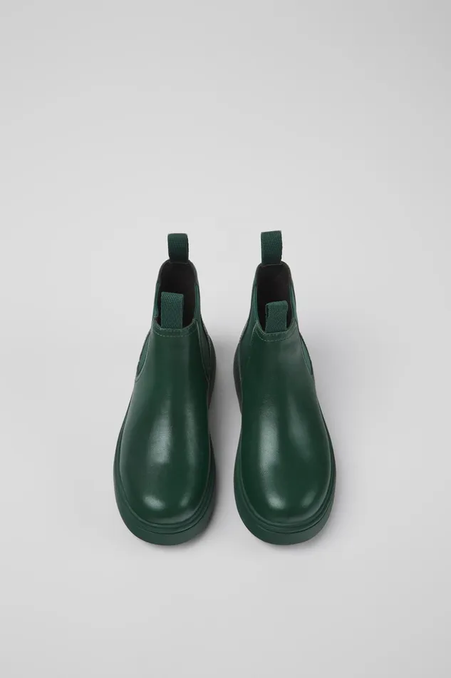 Kids Norte Green Leather Chelsea Boots For Kids Camper Boots Kids Norte Green Leather Chelsea Boots For Kids Camper Boots