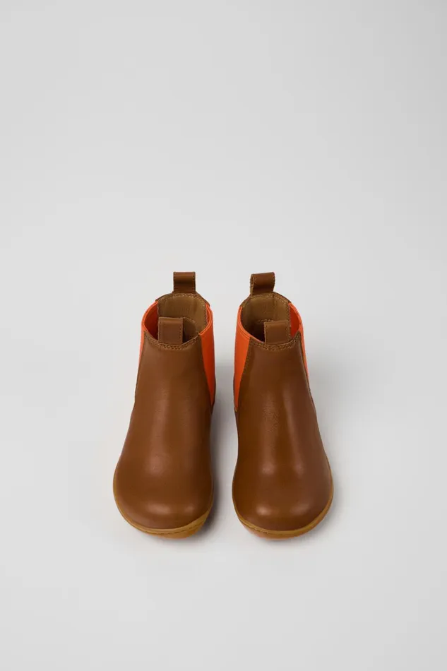 Kids Peu Brown Leather Ankle Boots For Kids Camper Boots
